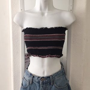 pink, black, and white tube top